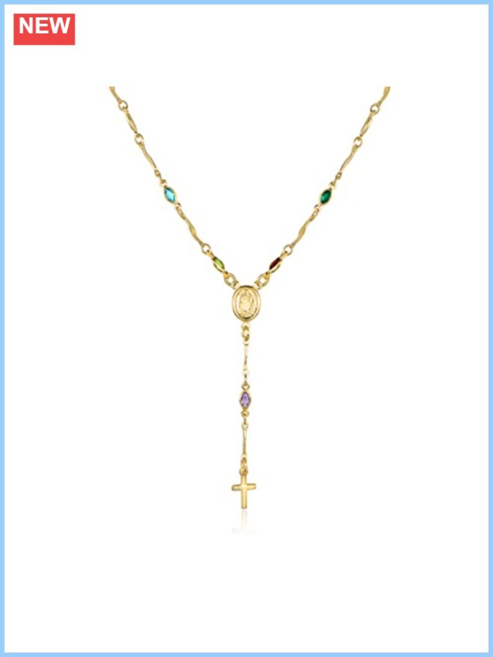 18K Gold Plated Virgin Mary Pendant Necklace Cable Chain Jewelry Gift